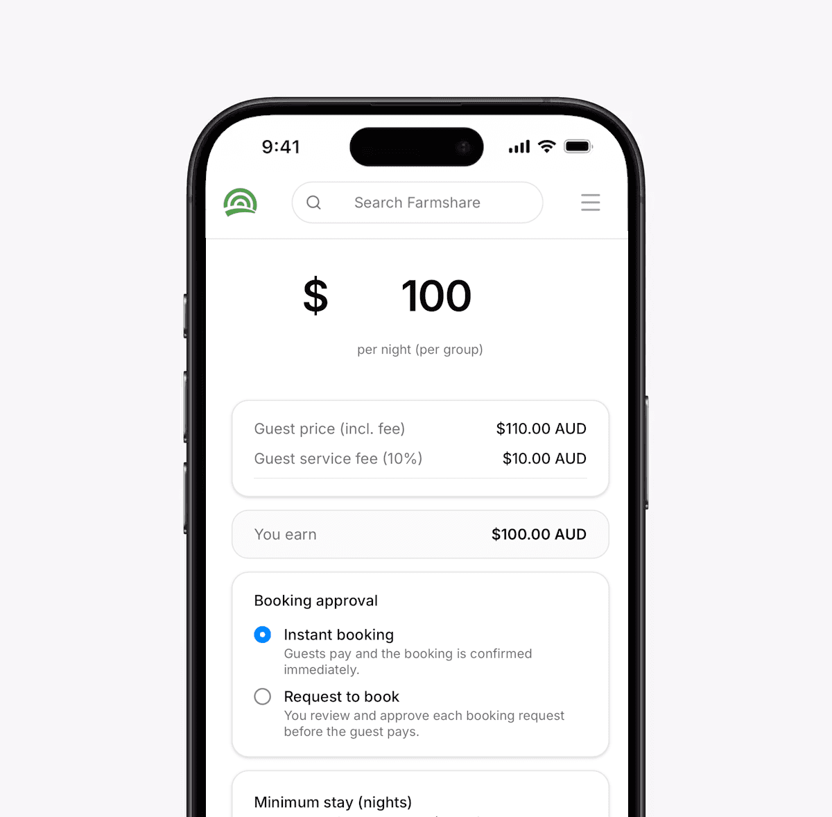 Farmshare mobile interface