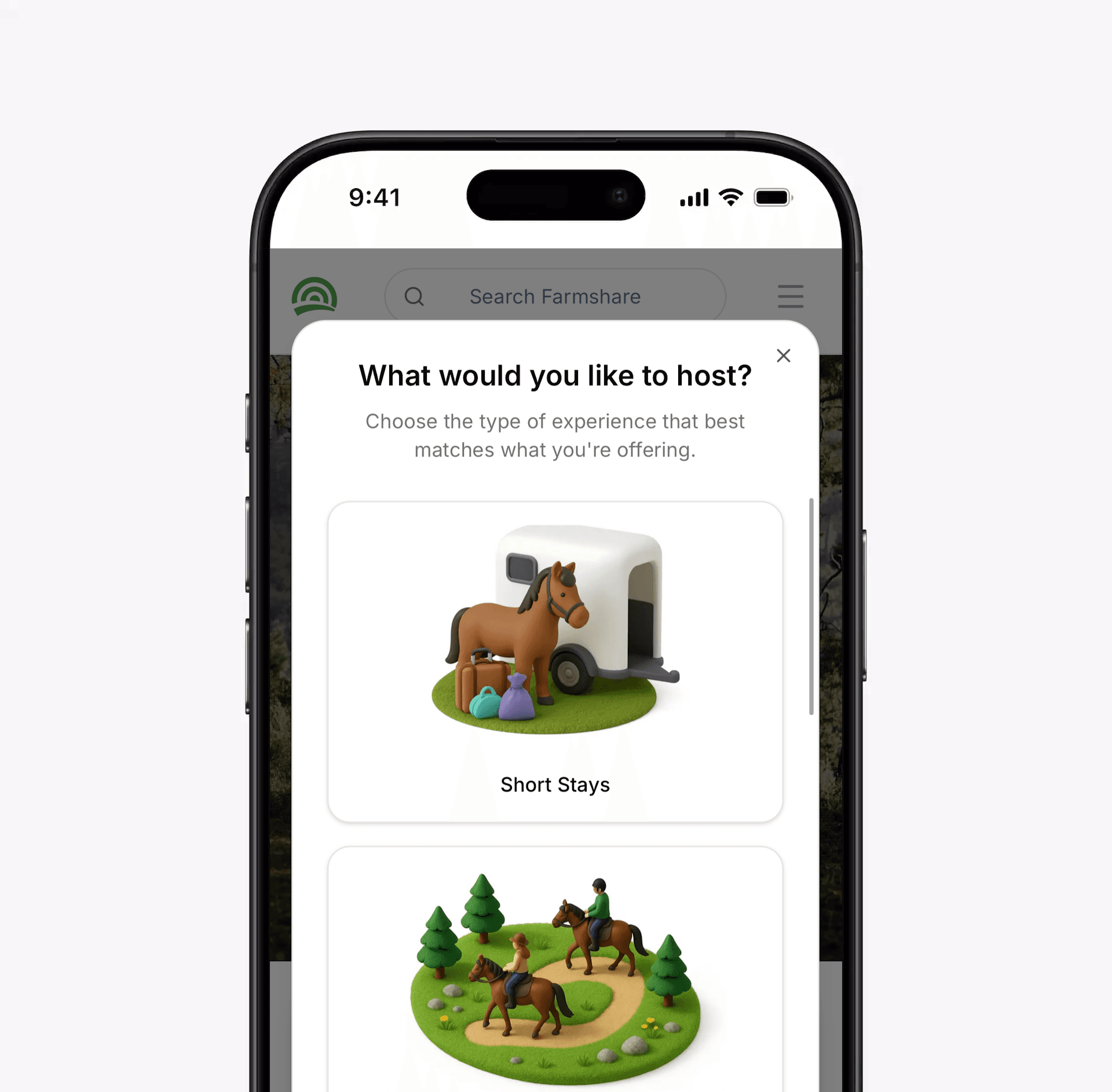 Farmshare listing flow on mobile